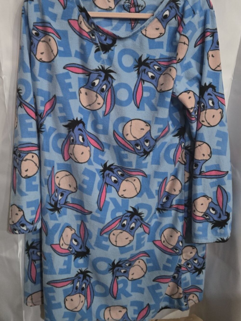 Disney Eeyore Blue Fleece Long Sleeve Nightgown XL 16/18